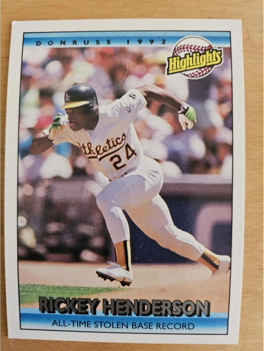 1992 BASEBALL 1992 Donruss Rickey Henderson Oakland Athletics #215 Highlights1
